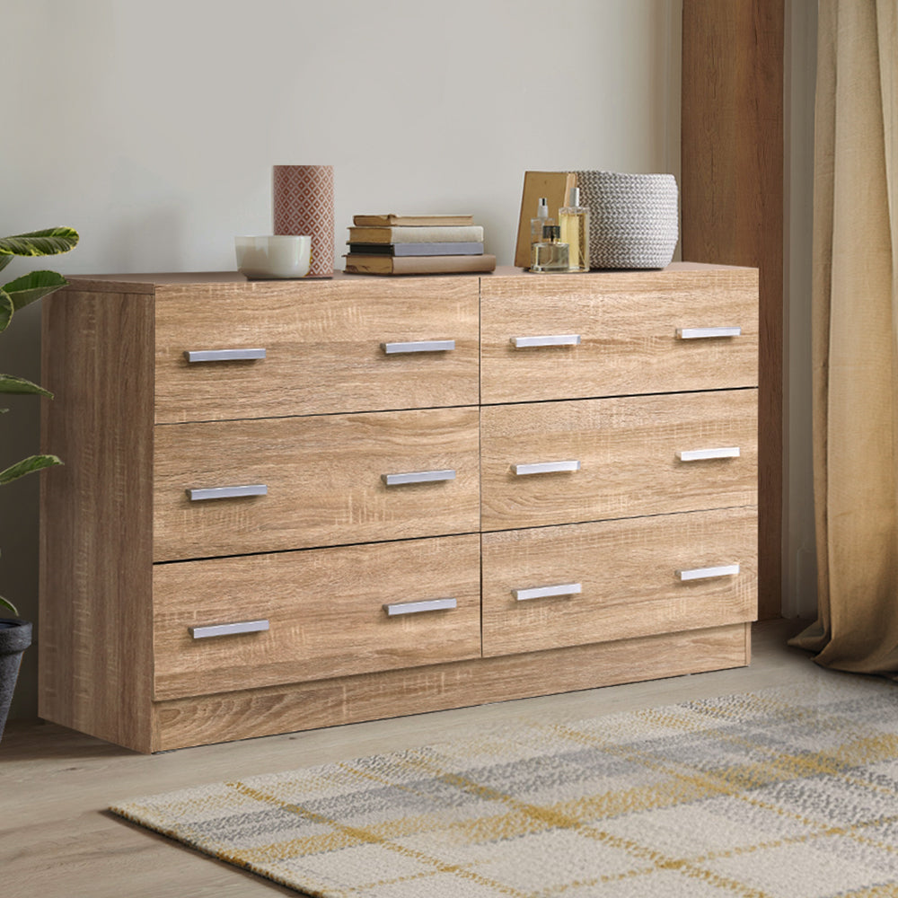 6 Drawer Lowboy Dresser Chest of Drawers - Natural - Homecoze