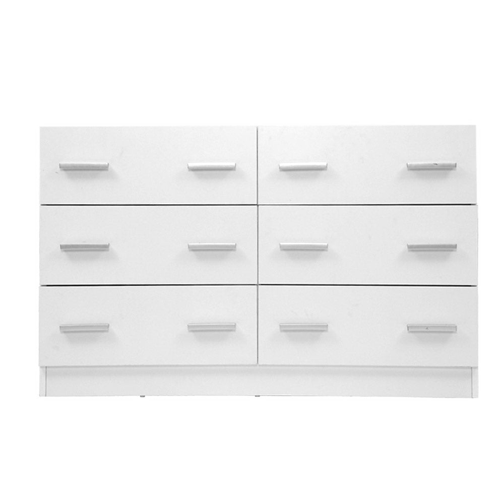 Modern 6 Drawer Lowboy Chest of Drawers Dresser - White - Homecoze