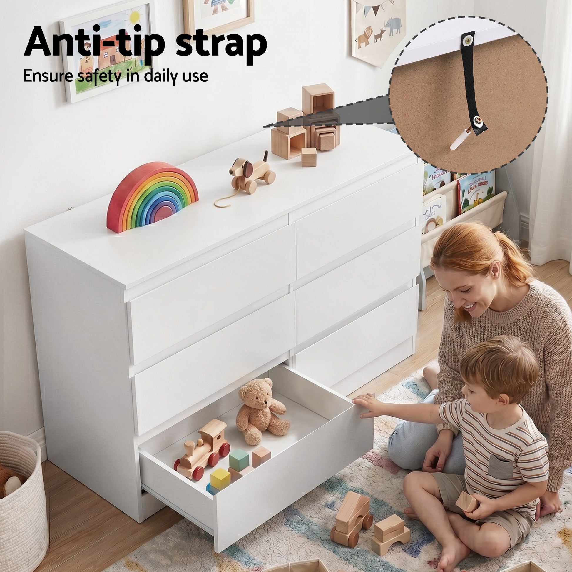 Artiss 6 Chest of Drawers Lowboy White - Homecoze