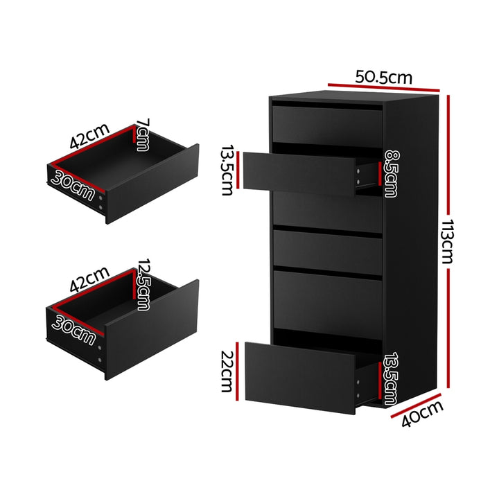 Artiss 6 Chest of Drawers Dresser Tallboy Black - Homecoze