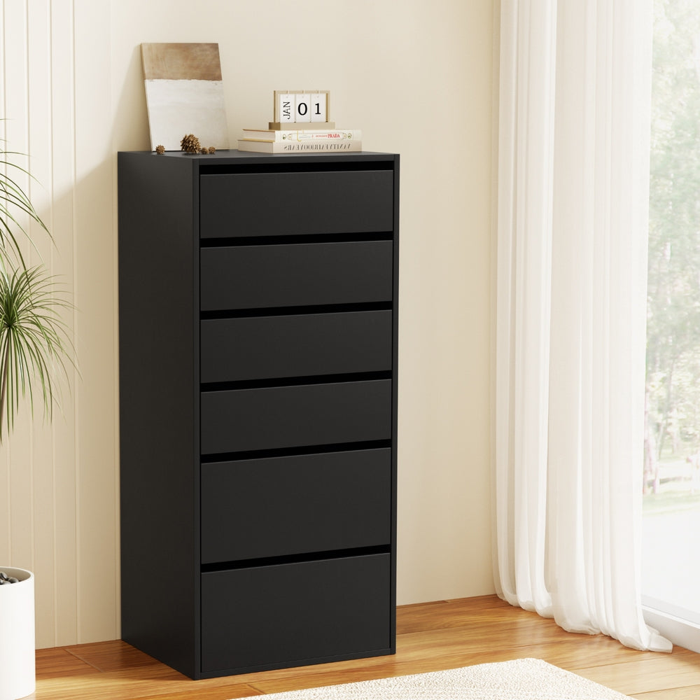 Artiss 6 Chest of Drawers Dresser Tallboy Black - Homecoze