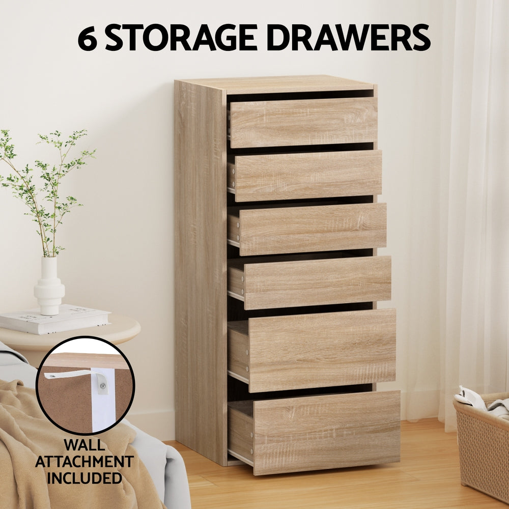 Artiss 6 Chest of Drawers Dresser Tallboy Pine - Homecoze