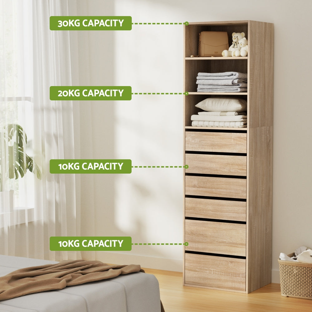 Artiss 6 Chest of Drawers Tallboy Cabinet Pine - Homecoze