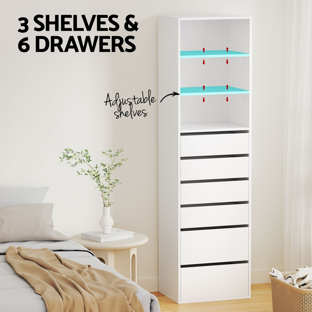 Artiss 6 Chest of Drawers Tallboy Cabinet White - Homecoze