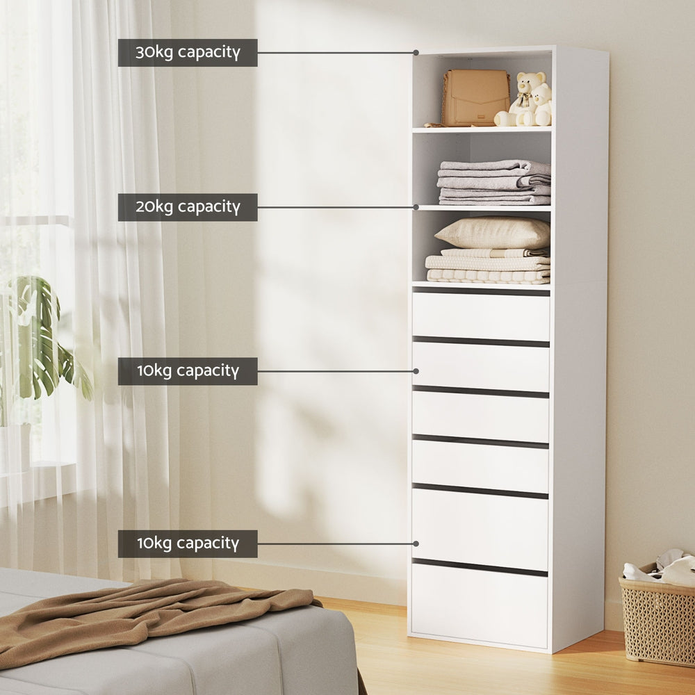 Artiss 6 Chest of Drawers Tallboy Cabinet White - Homecoze