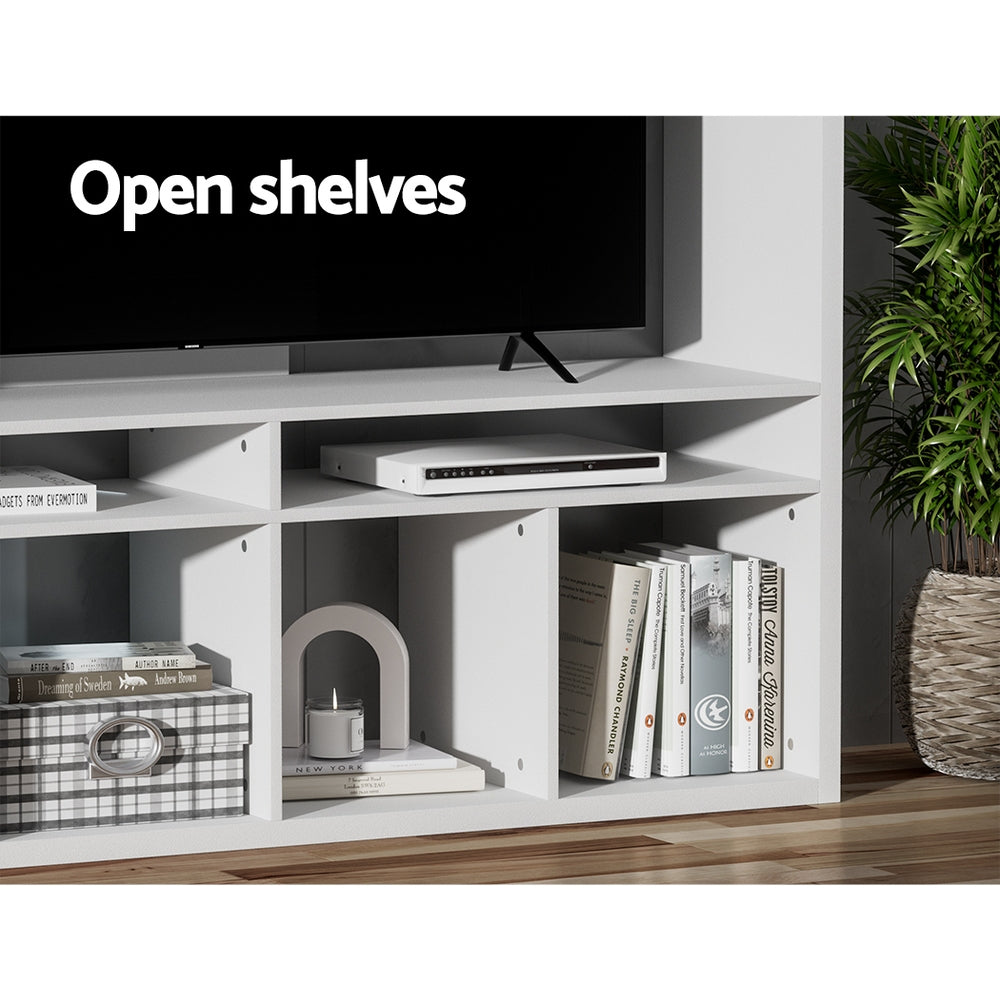 Bookshelf Entertainment Unit TV Stand Storage Shelf 183cm - White - Homecoze