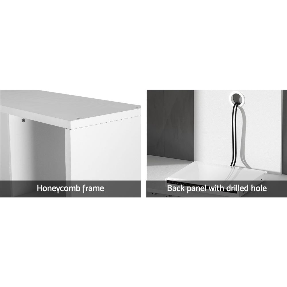 Bookshelf Entertainment Unit TV Stand Storage Shelf 183cm - White - Homecoze