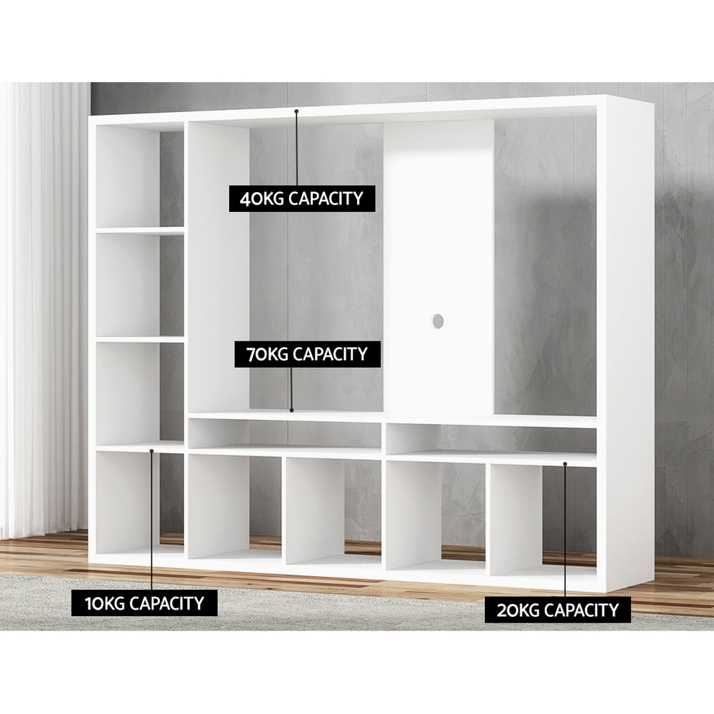 Bookshelf Entertainment Unit TV Stand Storage Shelf 183cm - White - Homecoze