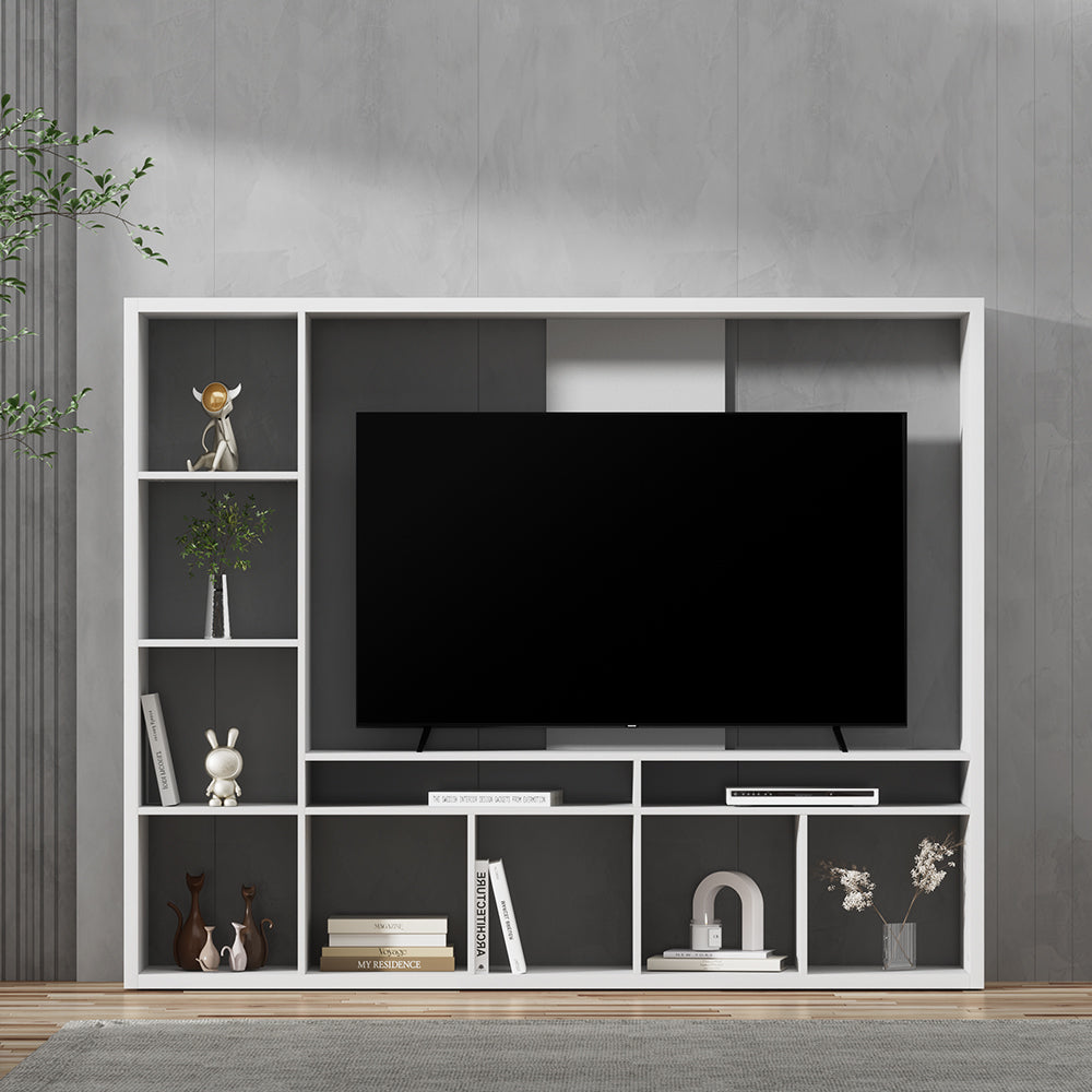 Bookshelf Entertainment Unit TV Stand Storage Shelf 183cm - White - Homecoze
