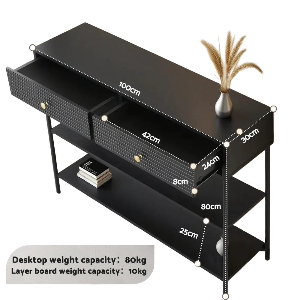 Riven 3-Tier Console Table – Black - Homecoze