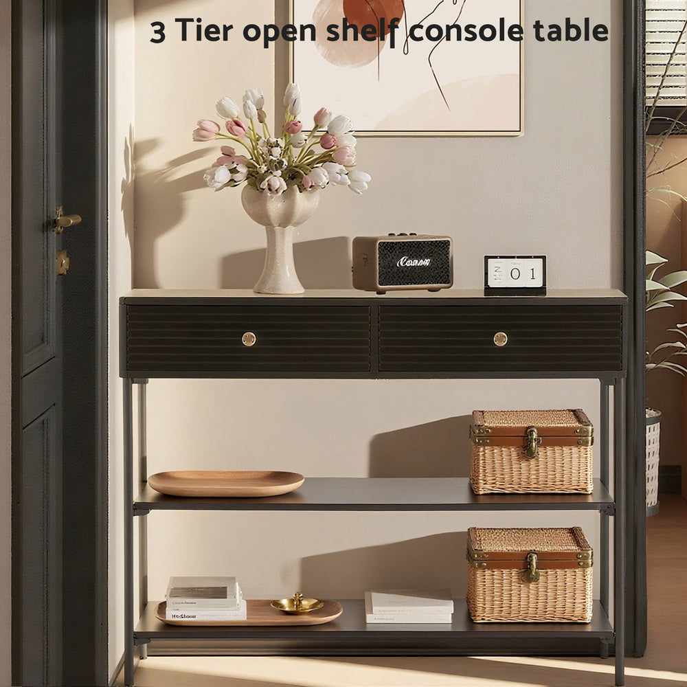 Artiss Console Table 3-Tier Black - Homecoze