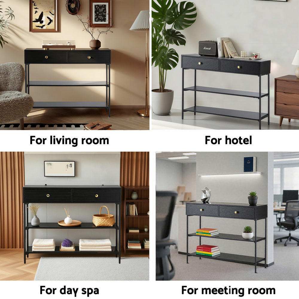 Artiss Console Table 3-Tier Black - Homecoze