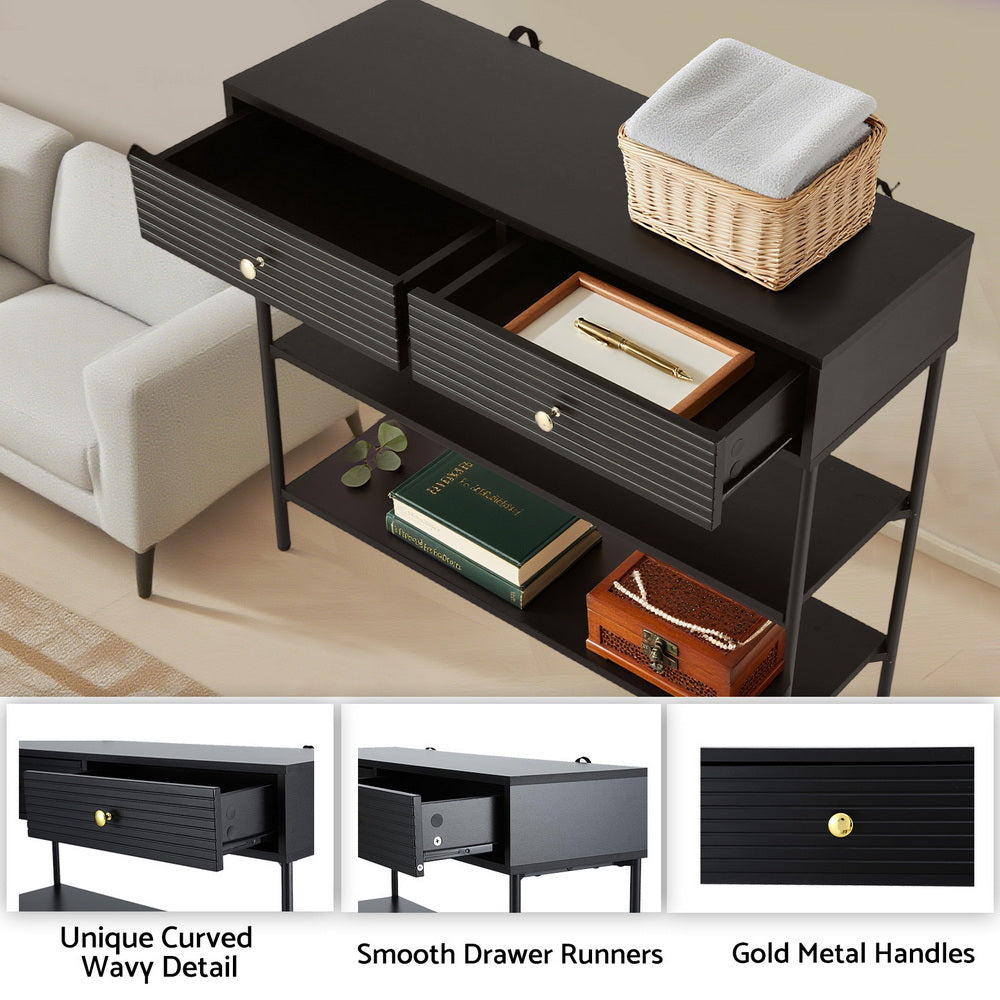 Artiss Console Table 3-Tier Black - Homecoze