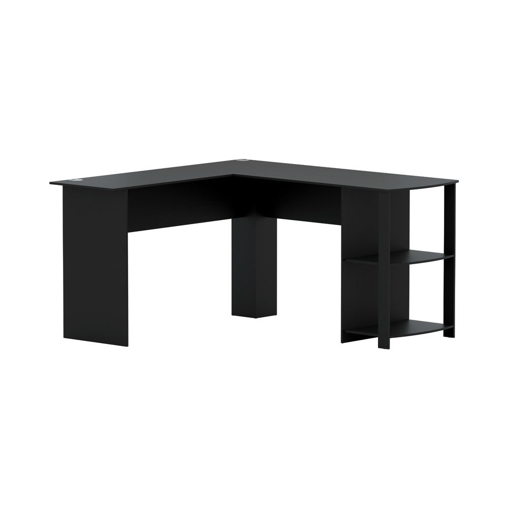 Corner L-Shape Office Computer Desk Workstation with Display Shelf Storage - Black - Homecoze
