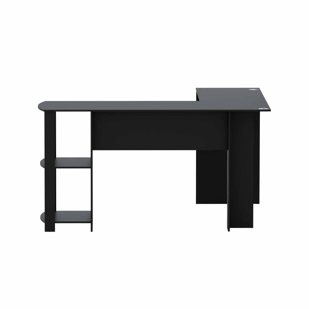 Corner L-Shape Office Computer Desk Workstation with Display Shelf Storage - Black - Homecoze