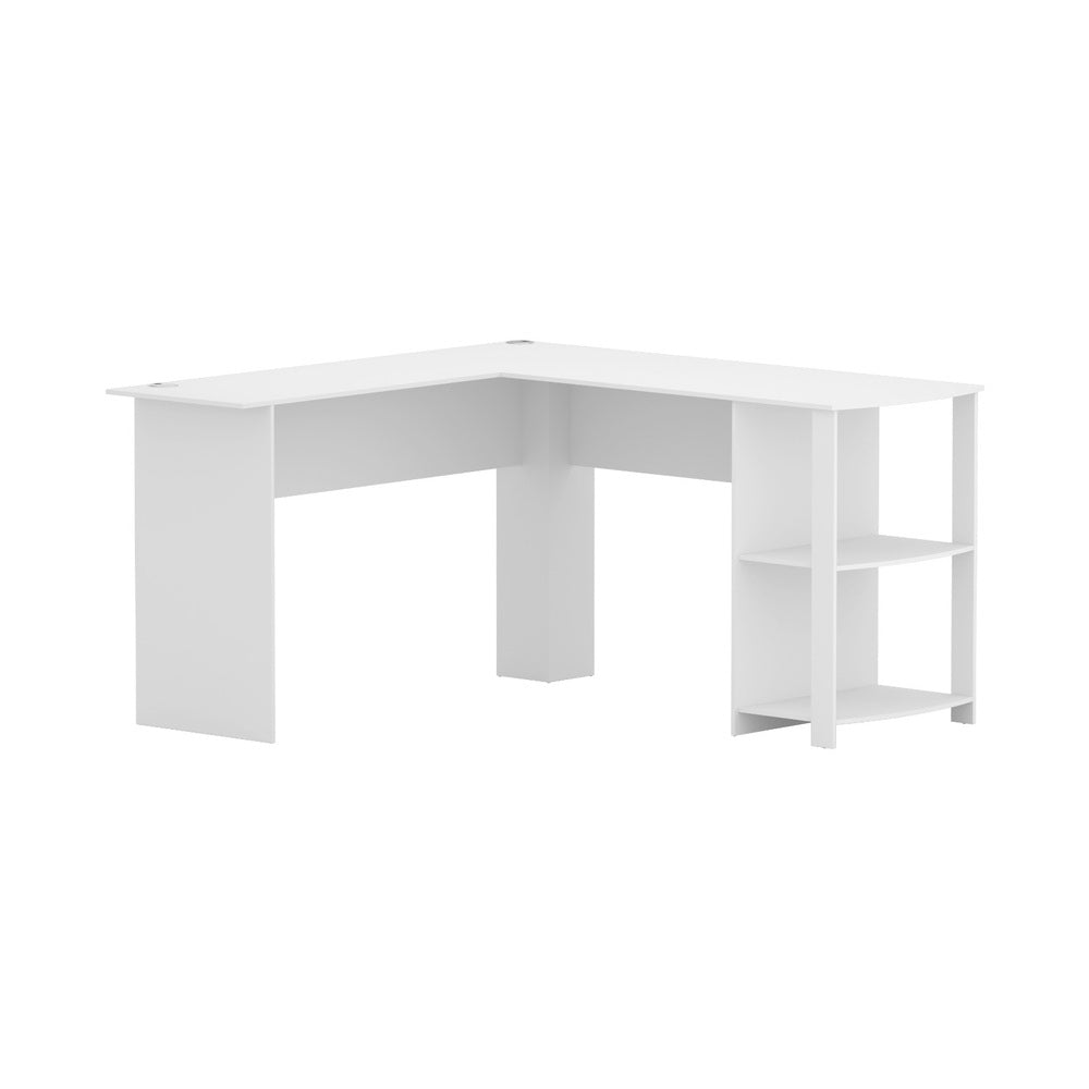 Corner L-Shape Office Computer Desk Workstation with Display Shelf Storage - White - Homecoze