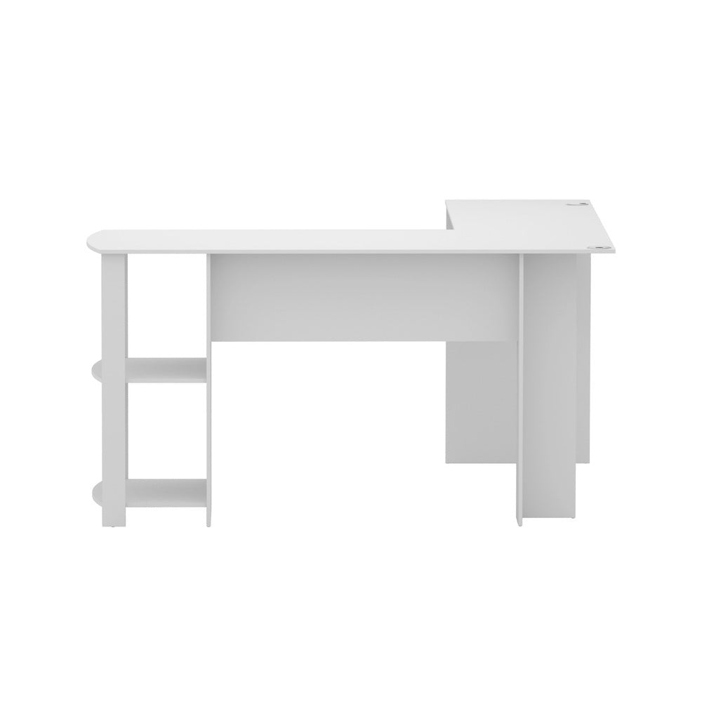Corner L-Shape Office Computer Desk Workstation with Display Shelf Storage - White - Homecoze
