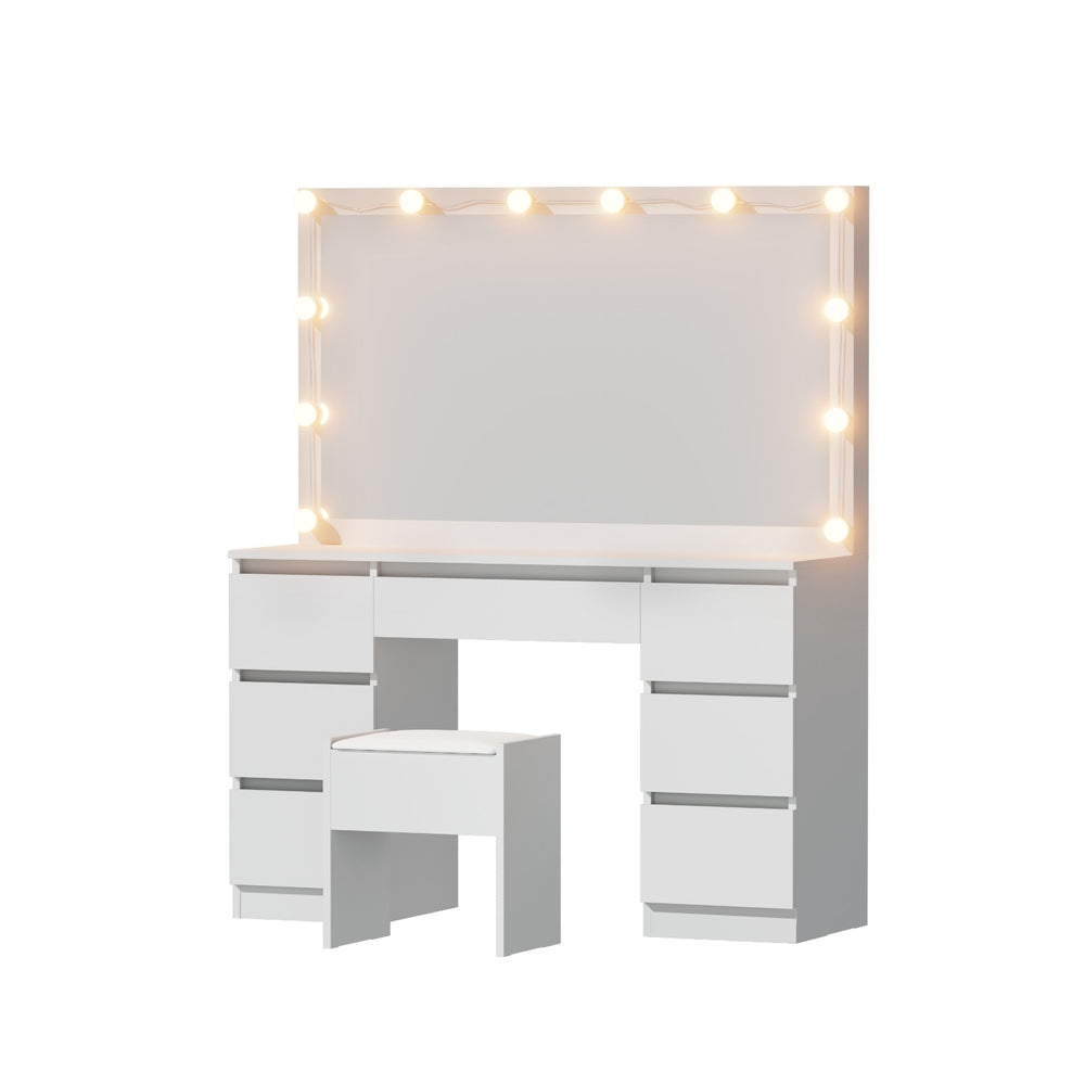 Artiss Dressing Table Vanity Desk Set Stool 12 Led Bulbs White - Homecoze