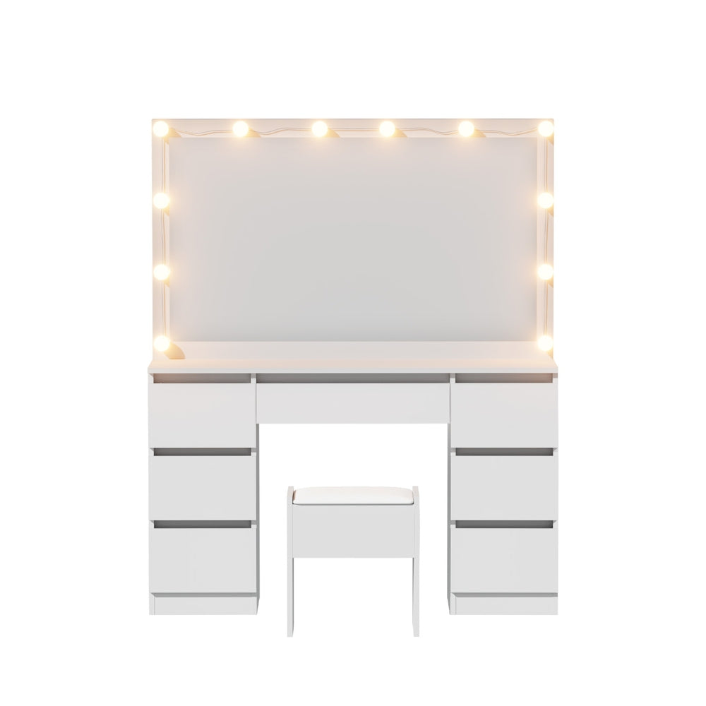 Artiss Dressing Table Vanity Desk Set Stool 12 Led Bulbs White - Homecoze