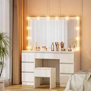 Artiss Dressing Table Vanity Desk Set Stool 12 Led Bulbs White - Homecoze