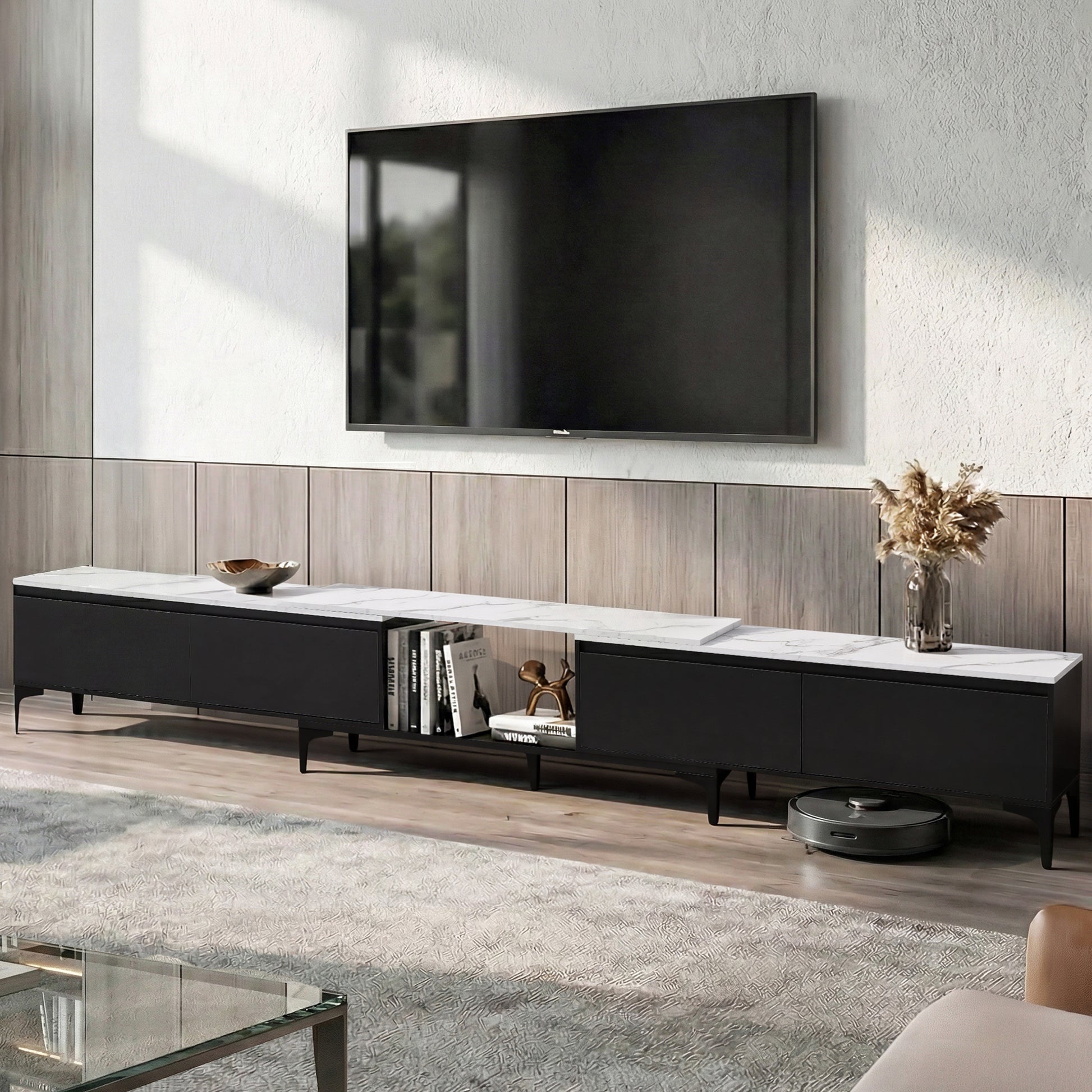 Artiss TV Cabinet Entertainment Unit Stand Extendable Black - Homecoze