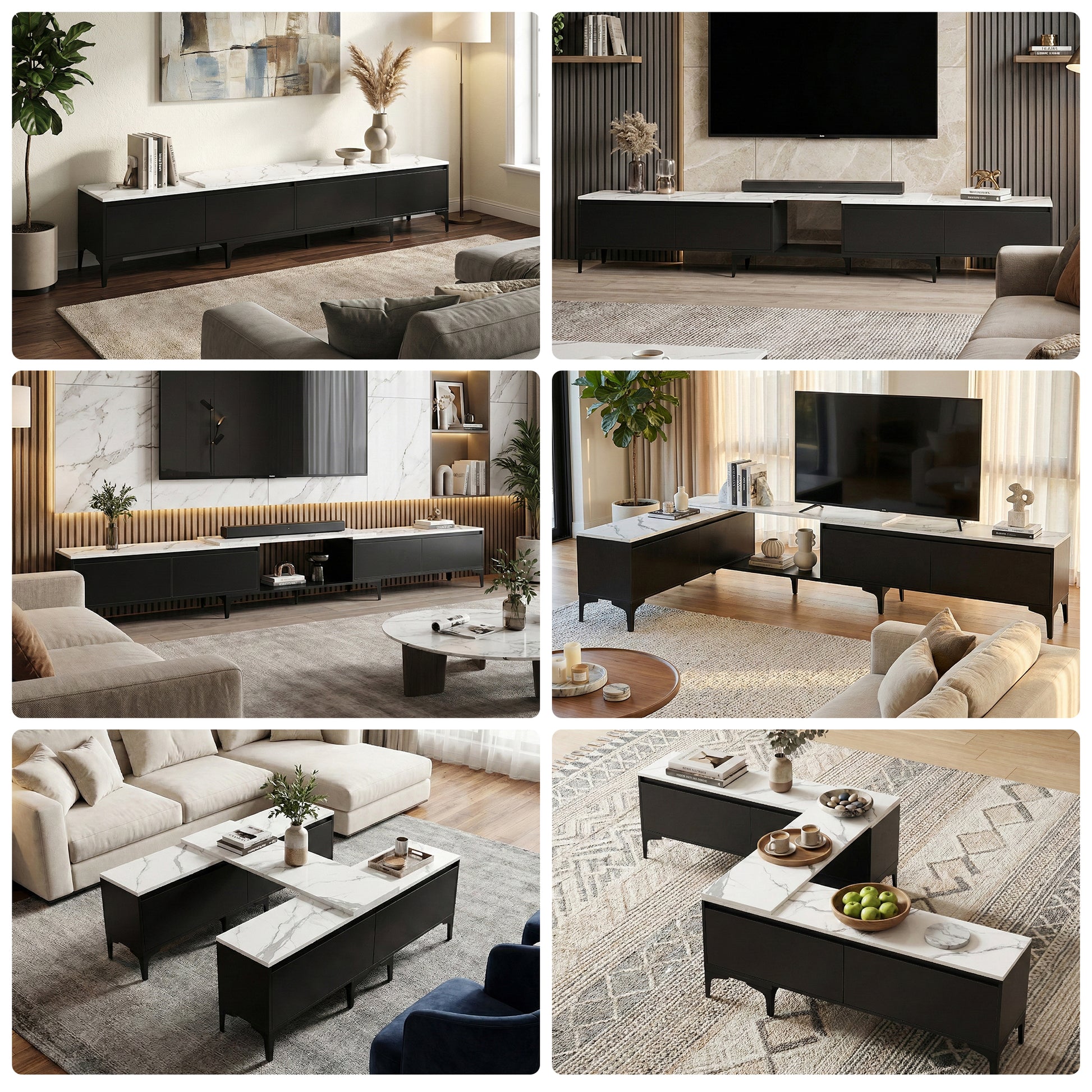 Artiss TV Cabinet Entertainment Unit Stand Extendable Black - Homecoze