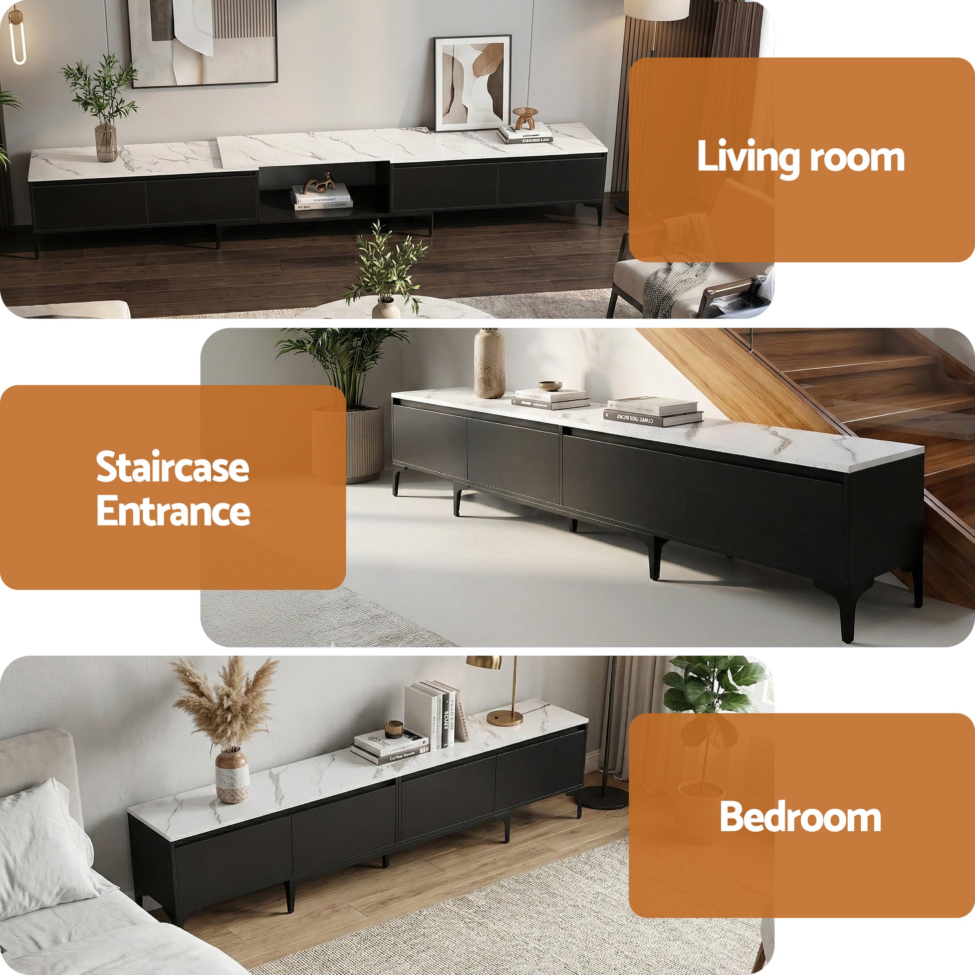 Artiss TV Cabinet Entertainment Unit Stand Extendable Black - Homecoze