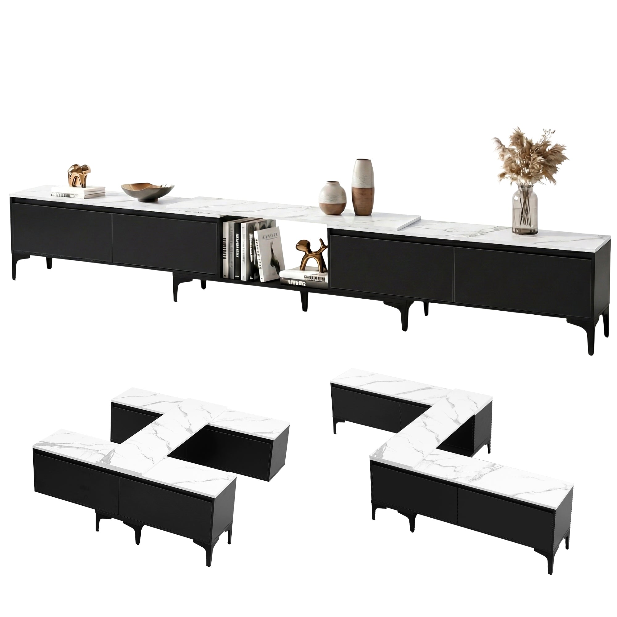 Artiss TV Cabinet Entertainment Unit Stand Extendable Black - Homecoze