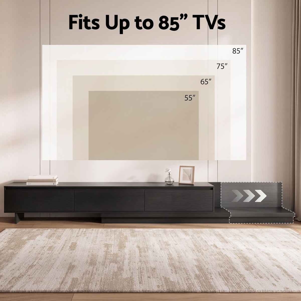 Winston Extendable Lowline TV Unit 200–380cm – Dark Walnut