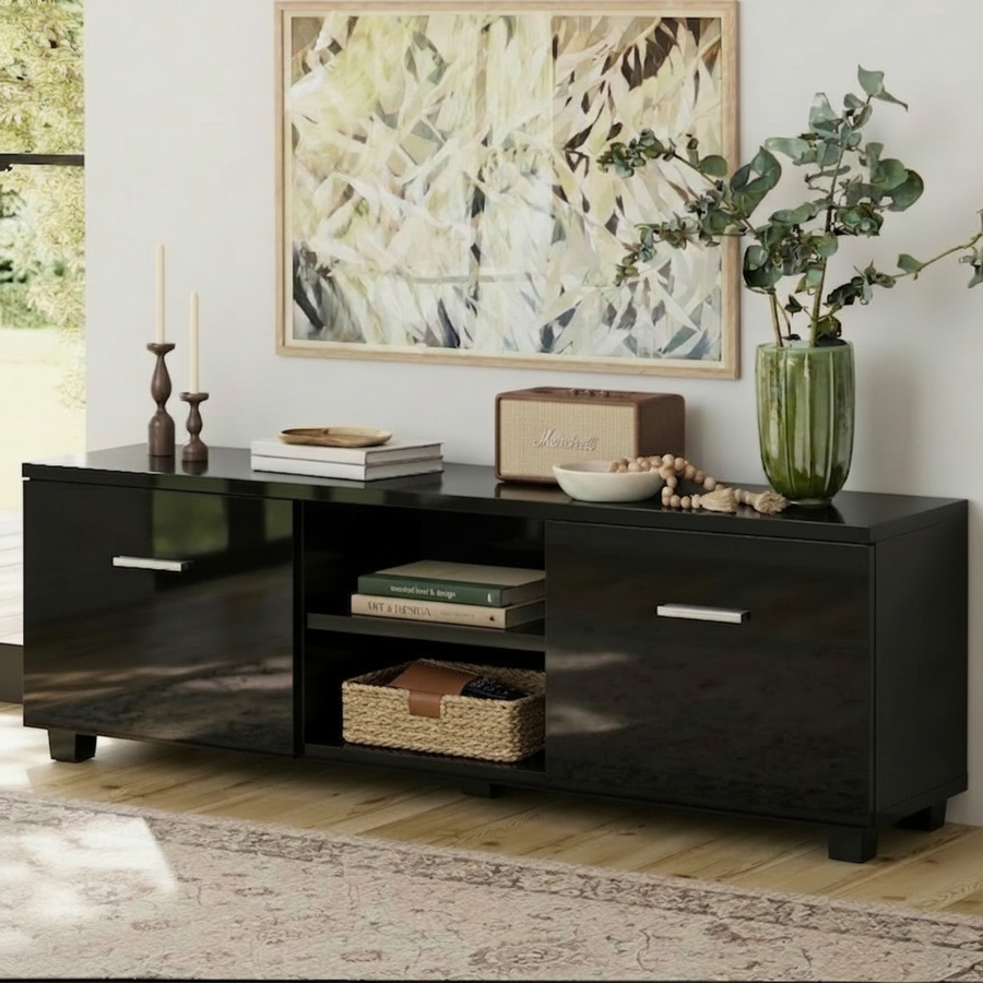Logan Modern TV Unit 140cm – Black - Homecoze