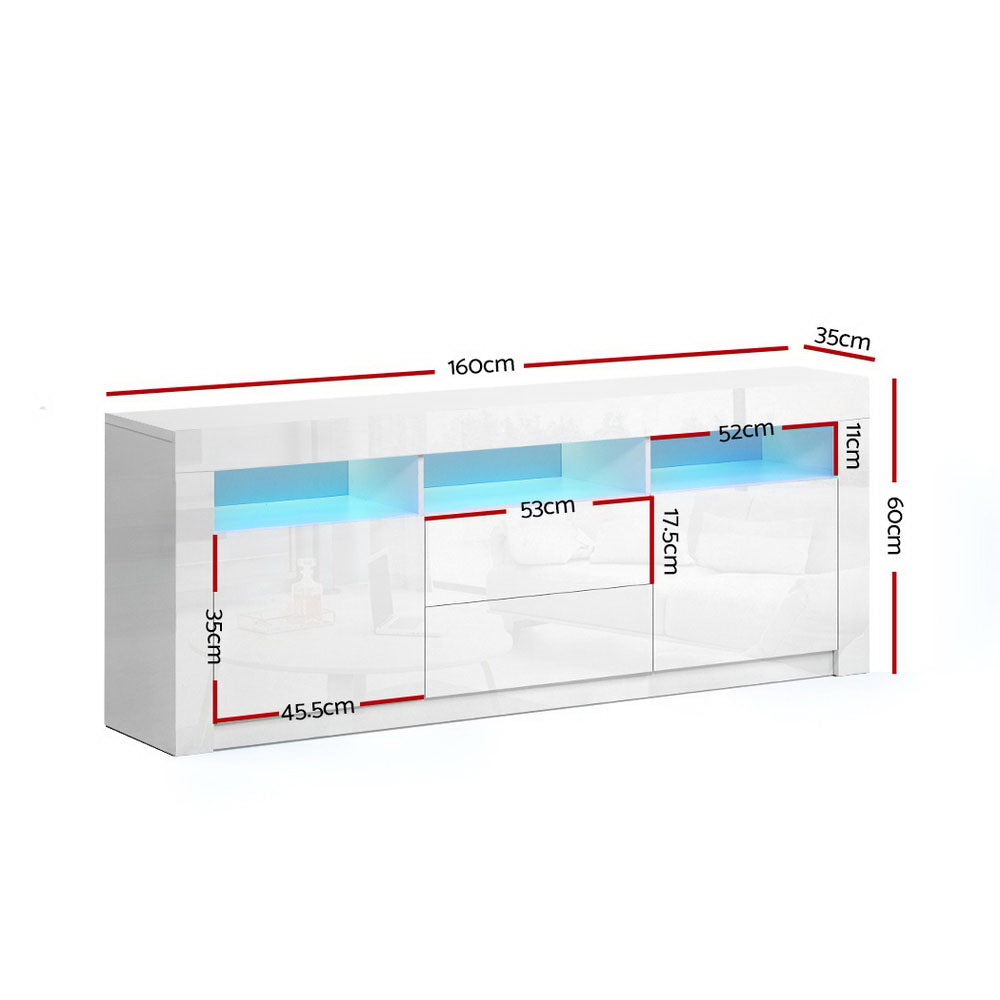 LED TV Entertainment Cabinet 160cm - White - Homecoze