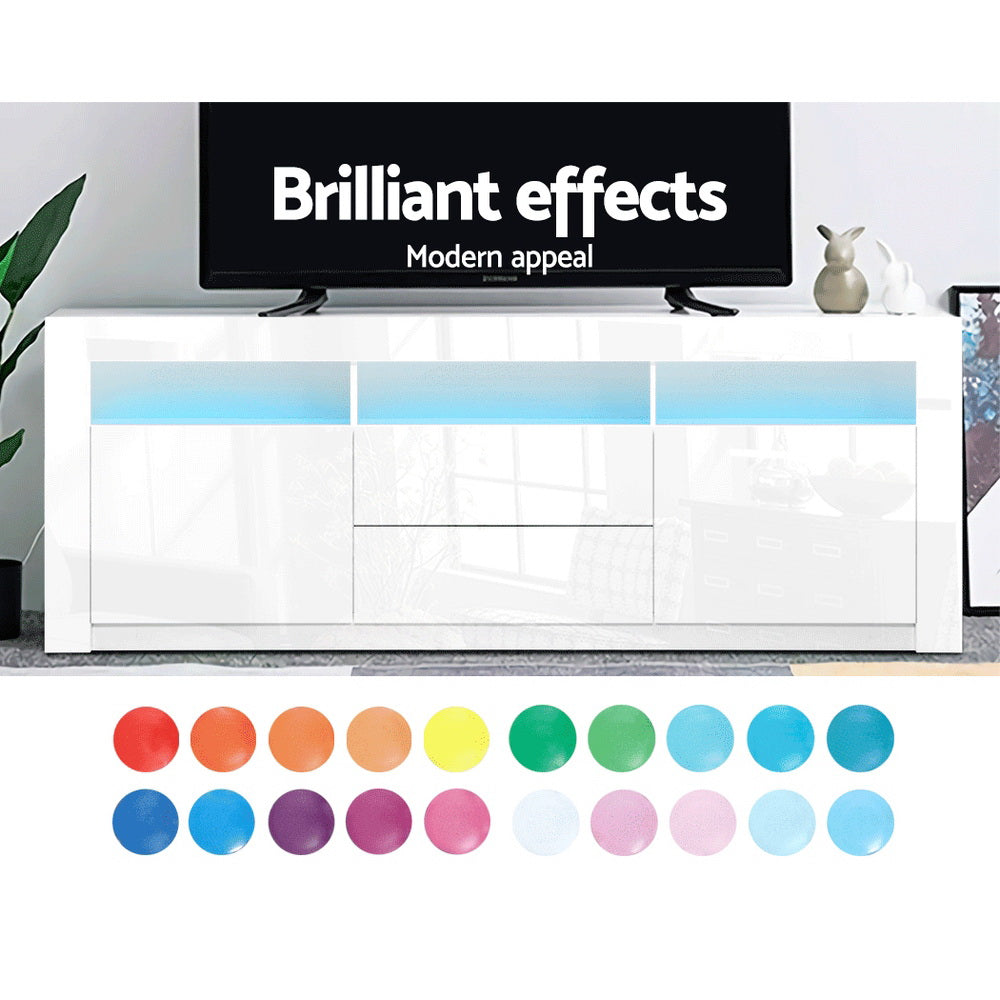 LED TV Entertainment Cabinet 160cm - White - Homecoze