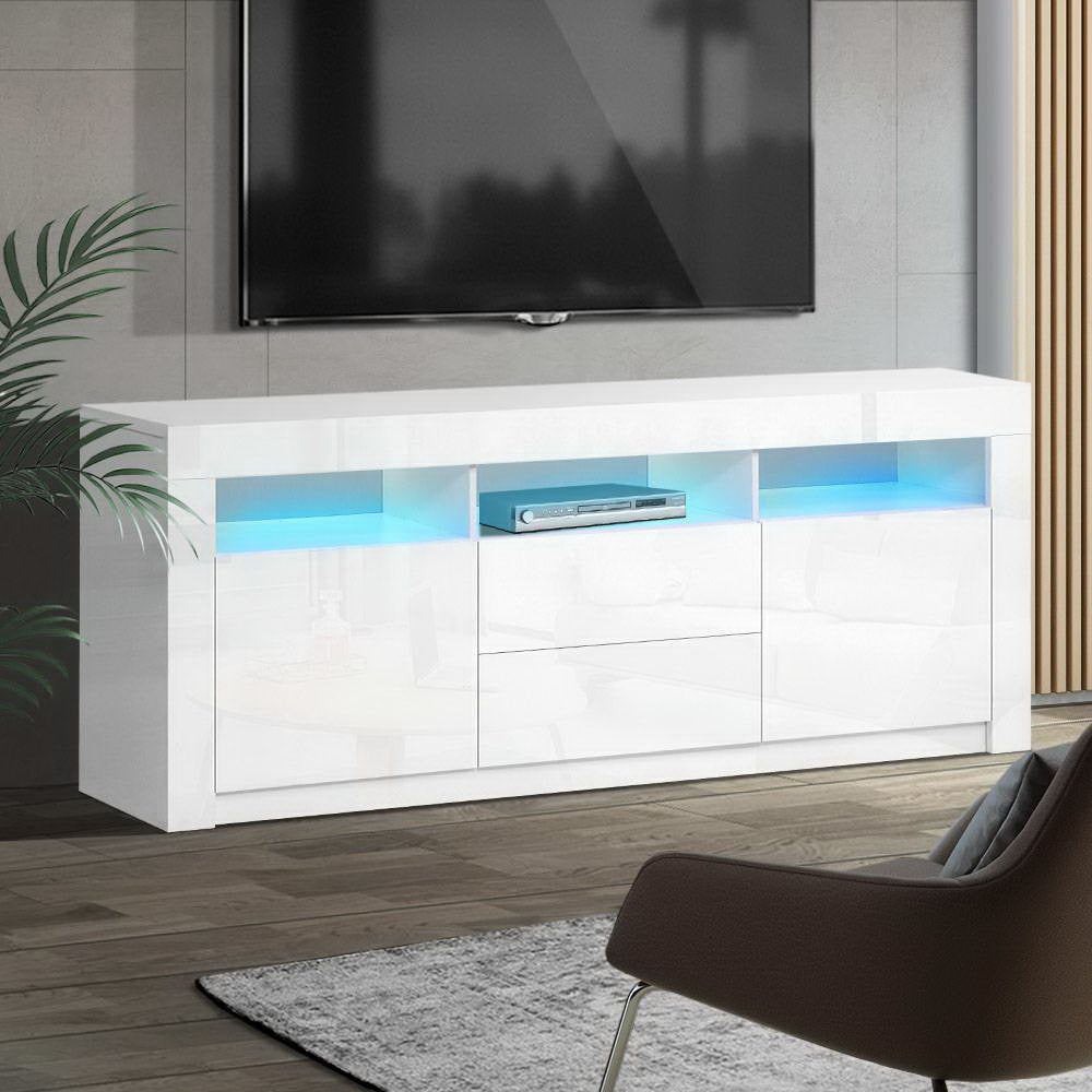 LED TV Entertainment Cabinet 160cm - White - Homecoze