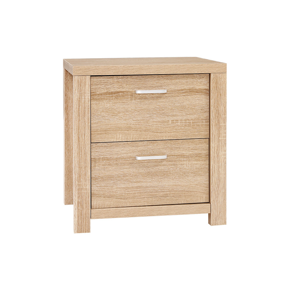 Natural Woodgrain Style Bedside Drawers - Beige Wood