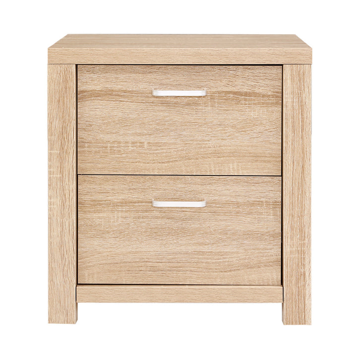 Natural Woodgrain Style Bedside Drawers - Beige Wood