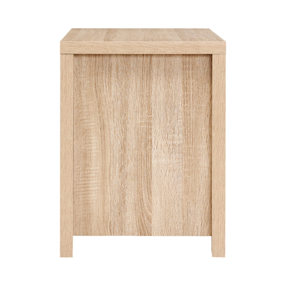 Natural Woodgrain Style Bedside Drawers - Beige Wood