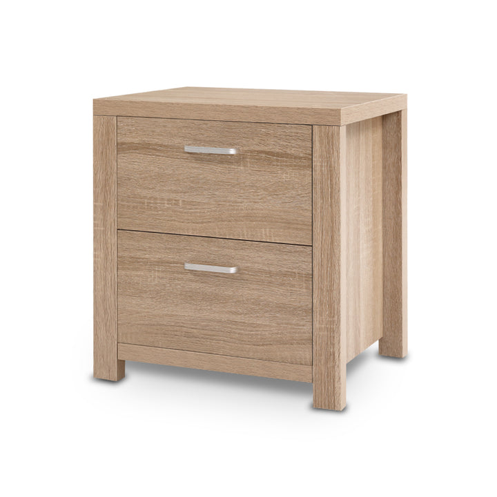 Natural Woodgrain Style Bedside Drawers - Beige Wood - Homecoze