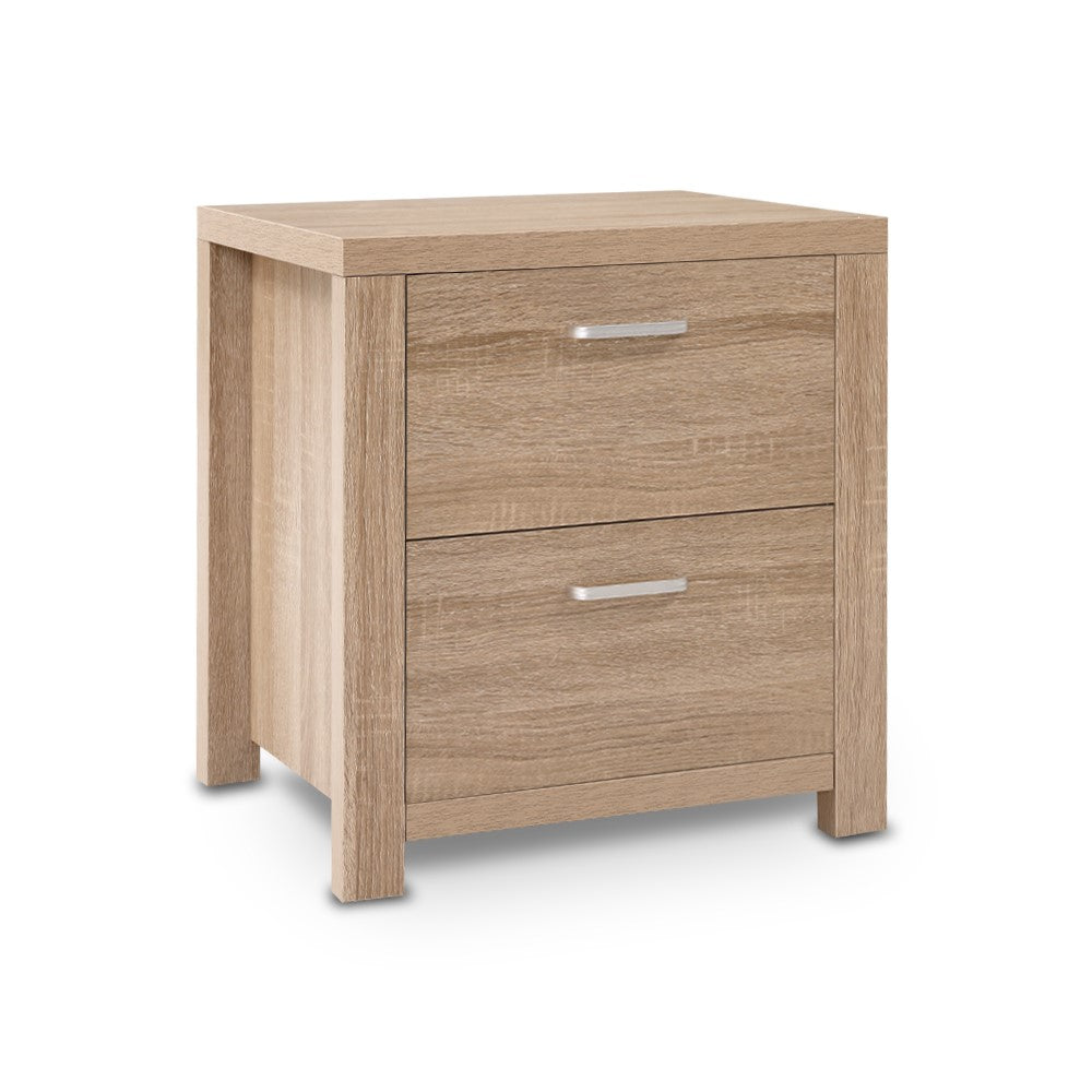 Natural Woodgrain Style Bedside Drawers - Beige Wood - Homecoze