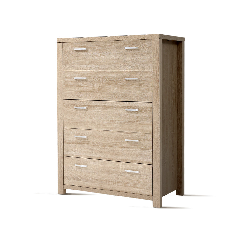 5 Drawer Tallboy Chest of Drawers - Natural - Homecoze