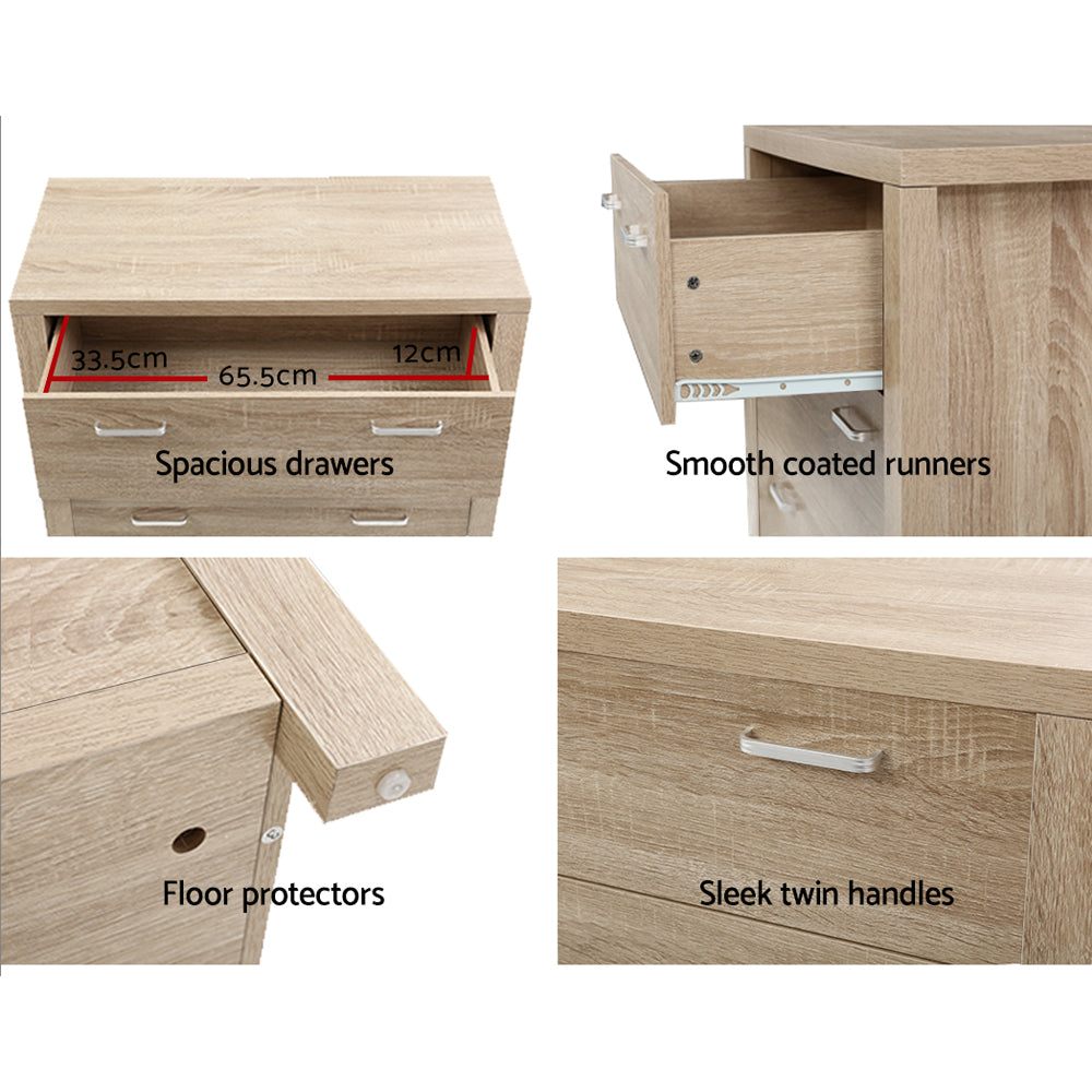 5 Drawer Tallboy Chest of Drawers - Natural - Homecoze