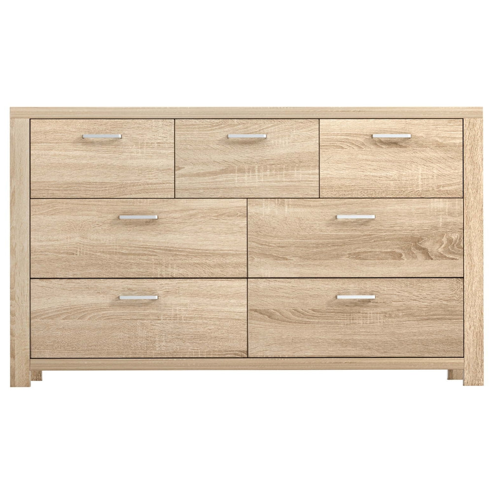 7 Drawer Modern Lowboy Dresser Chest of Drawers - Oak - Homecoze
