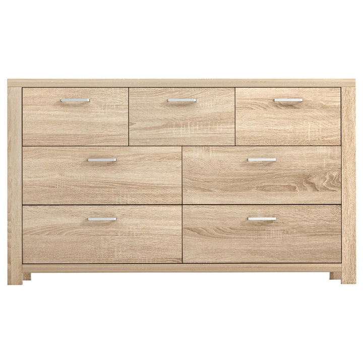 7 Drawer Modern Lowboy Dresser Chest of Drawers - Oak - Homecoze