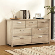 7 Drawer Modern Lowboy Dresser Chest of Drawers - Oak - Homecoze