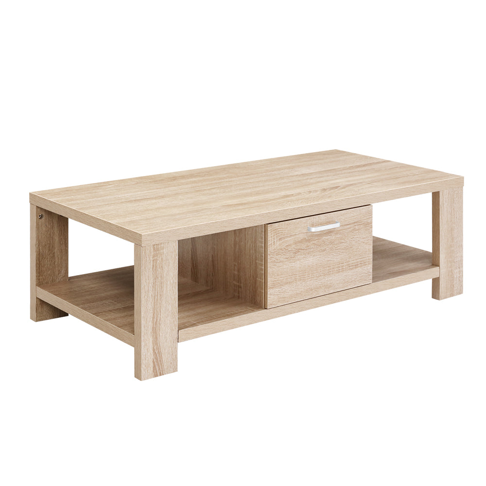 Modern Coffee Table with Drawer - Oak - Homecoze