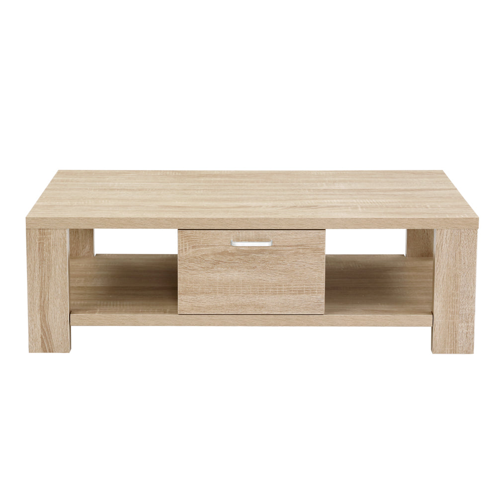 Modern Coffee Table with Drawer - Oak - Homecoze