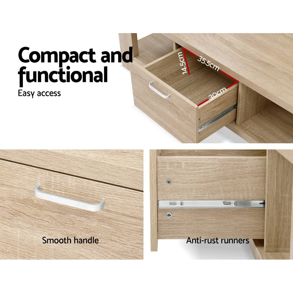 Modern Coffee Table with Drawer - Oak - Homecoze