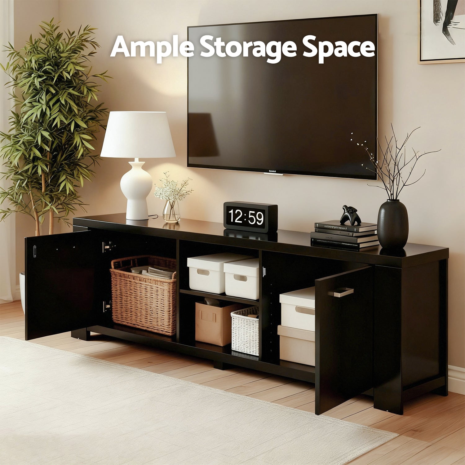 Artiss TV Cabinet Entertainment Unit 160cm Black Maxi - Homecoze