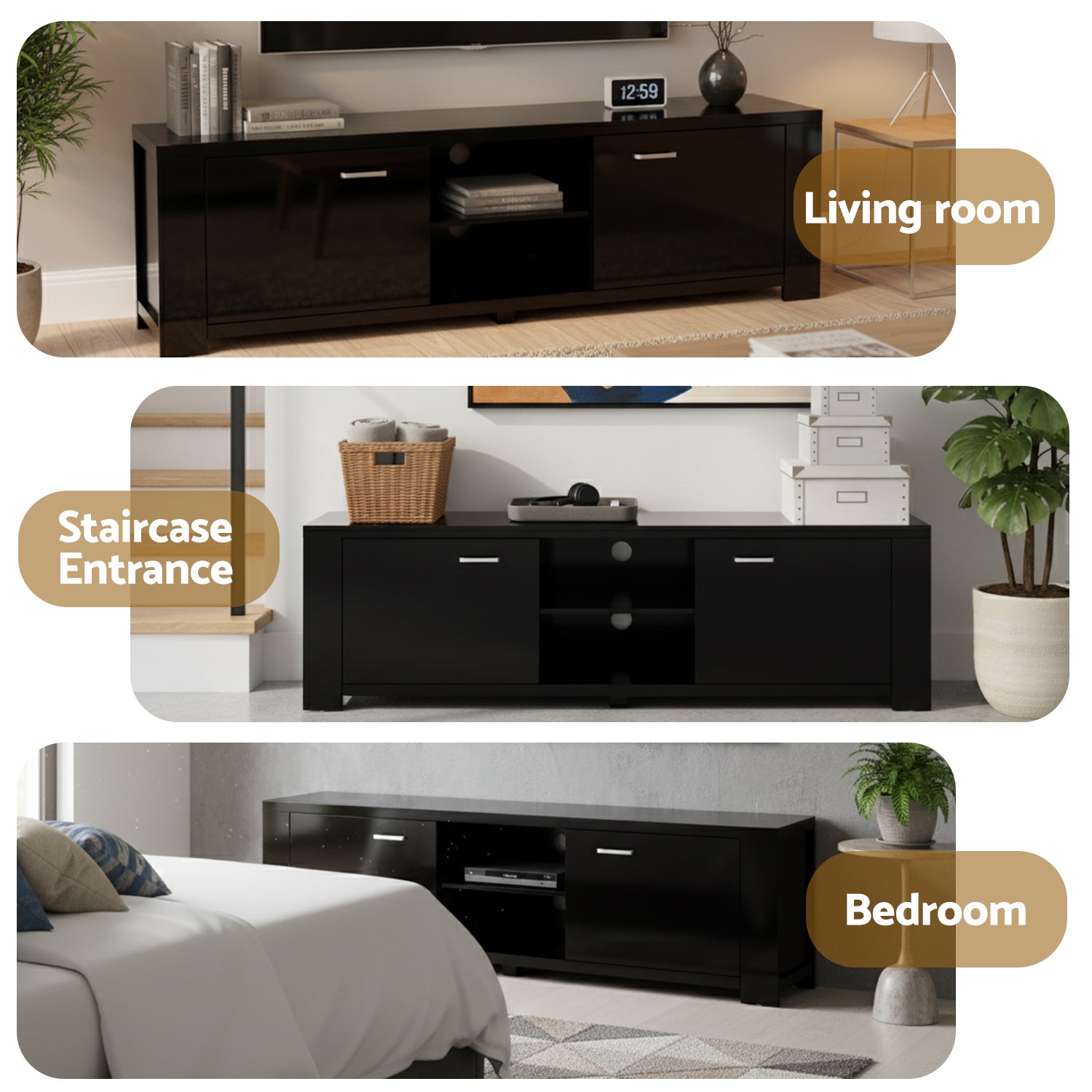 Artiss TV Cabinet Entertainment Unit 160cm Black Maxi - Homecoze