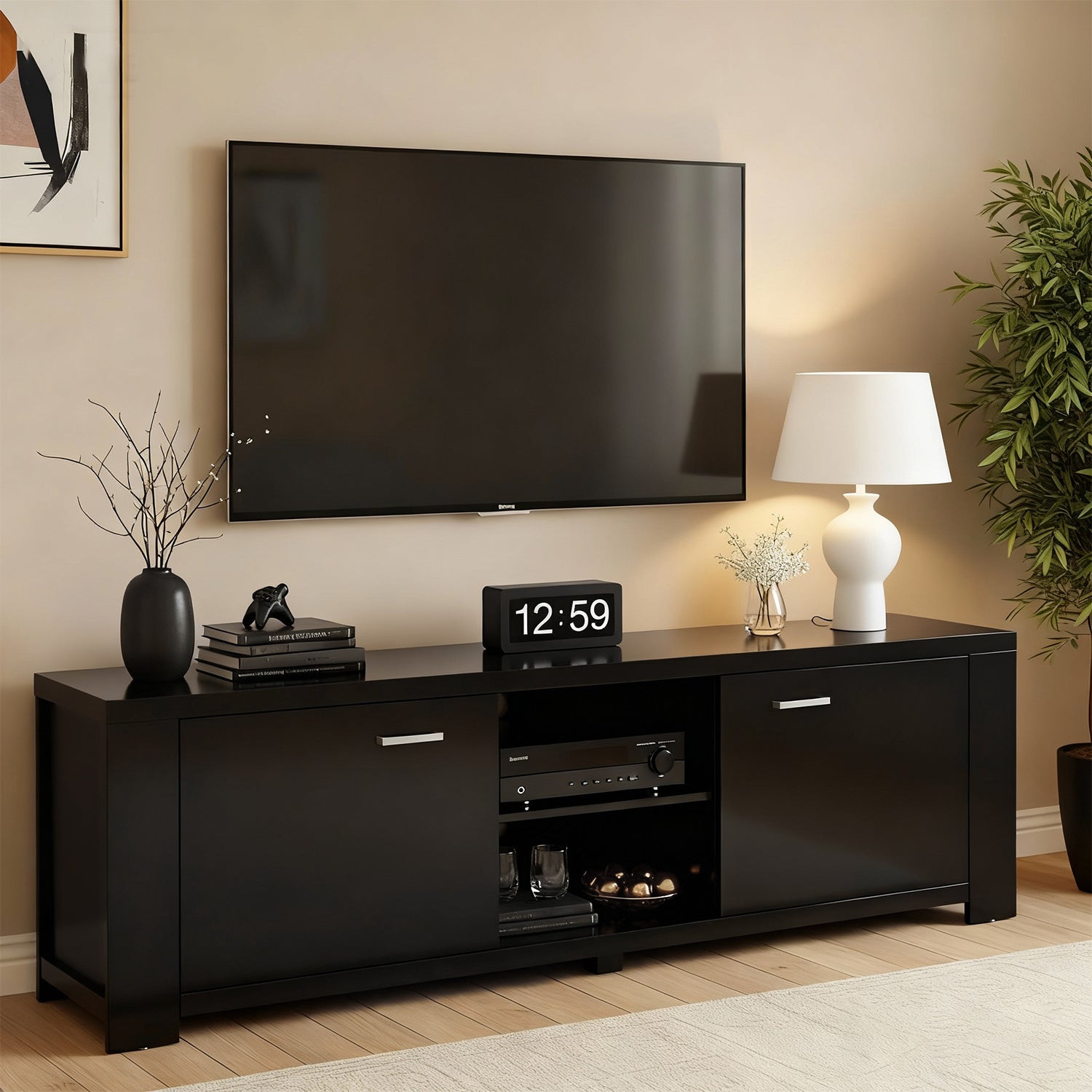 Artiss TV Cabinet Entertainment Unit 160cm Black Maxi - Homecoze