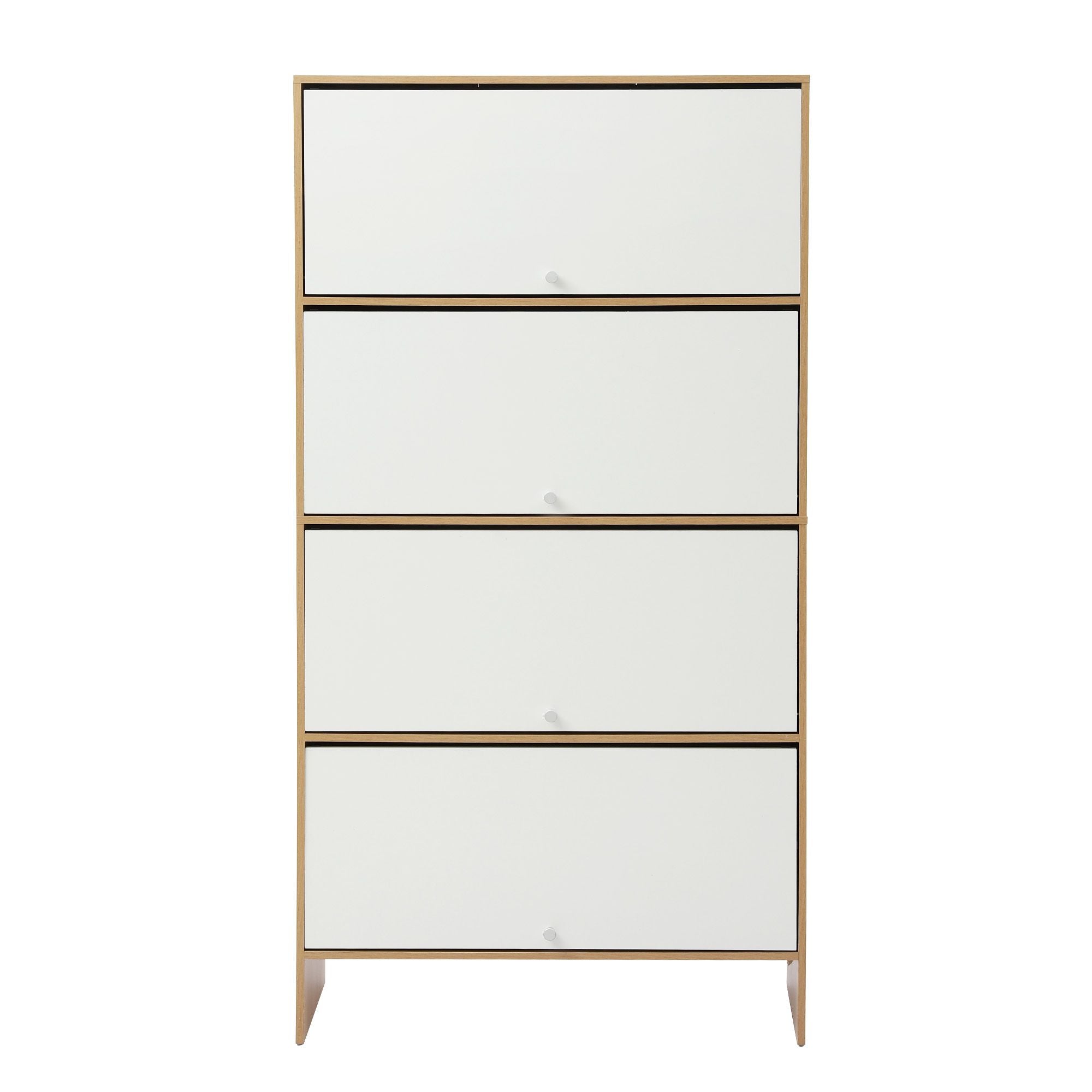 Slimline Shoe Cabinet with Adjustable Shelves – White & Pine
